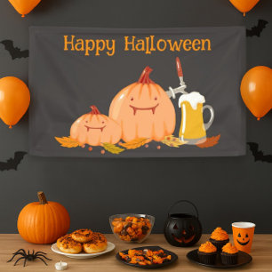 Custom Happy Halloween Pumpkins & Beer Banner