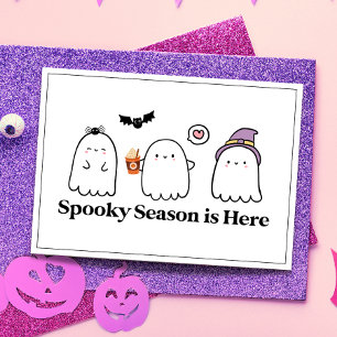 Custom Happy Halloween Spooky Season Cute Ghosts Card