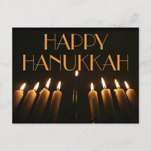 Custom Happy Hanukkah Menorah Candle Invitation Postcard