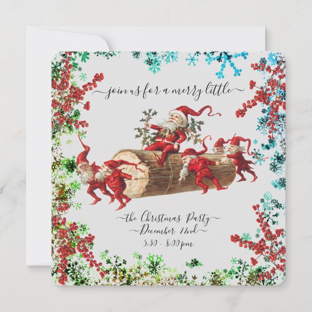 Custom Happy Holidays Chic Rustic Vintage Ephemera Invitation (Front)
