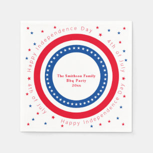 Custom Happy Independence Day Red White Blue Stars Napkin