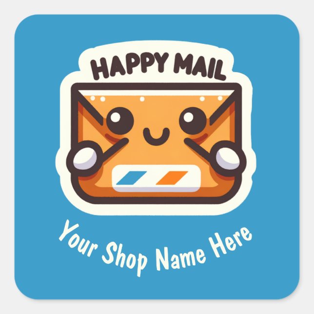 Custom Happy Mail Stickers for Small Business (Front)