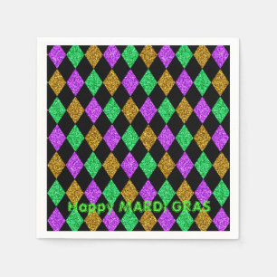 Custom Happy MARDI GRAS Diamonds Disposable Paper Napkin