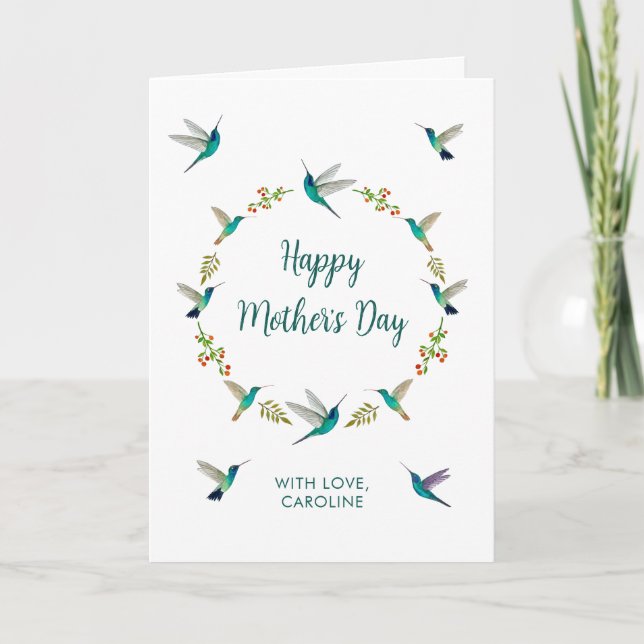 Custom Happy Mother's Day Hummingbirds Card (Front)