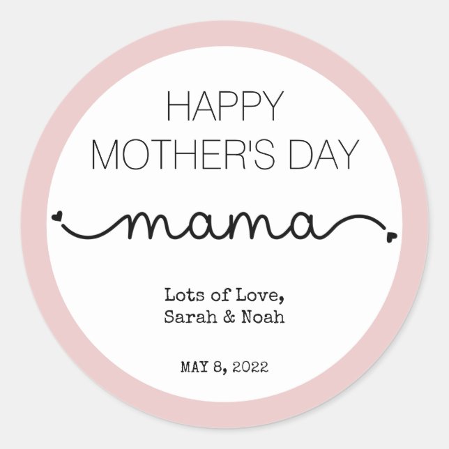 Custom Happy Mother's Day Mama Elegant Classic Round Sticker (Front)