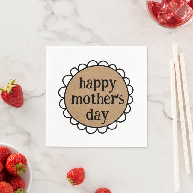 Custom HAPPY MOTHER'S DAY Scalloped Edge Napkin (Insitu)