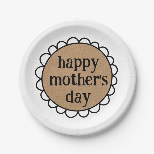 Custom HAPPY MOTHER'S DAY Scalloped Edge Paper Plate (Front)