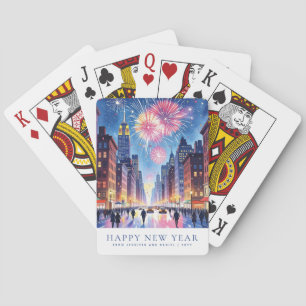 Custom Happy New Year New York City Fireworks Playing Cards