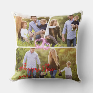 Custom Happy New Year Photo Collage Throw Pillow