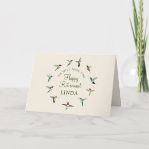 Custom Happy Retirement Hummingbirds Card