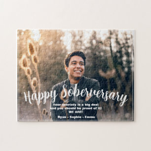 Custom Happy Soberversary 1 Photo Personalized Jigsaw Puzzle