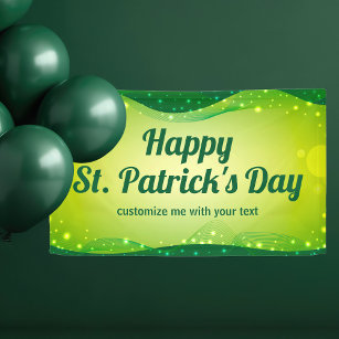Custom Happy St. Patrick's Day Green Sparkle Party Banner