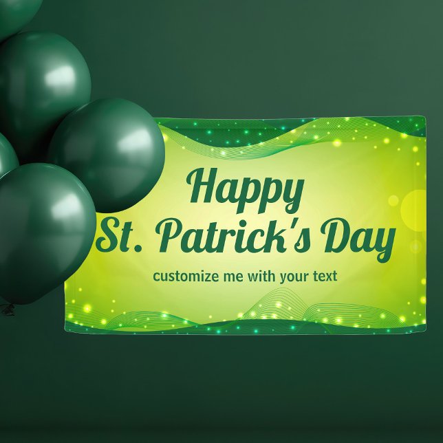 Custom Happy St. Patrick's Day Green Sparkle Party Banner (Creator Uploaded)