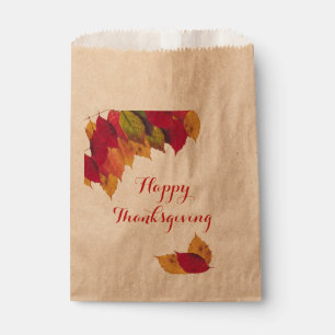 Custom Happy Thanksgiving Colorful Fall Leaves Favour Bag