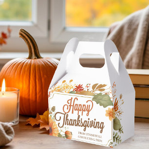 Custom Happy Thanksgiving Leaves Business Party Favor Box