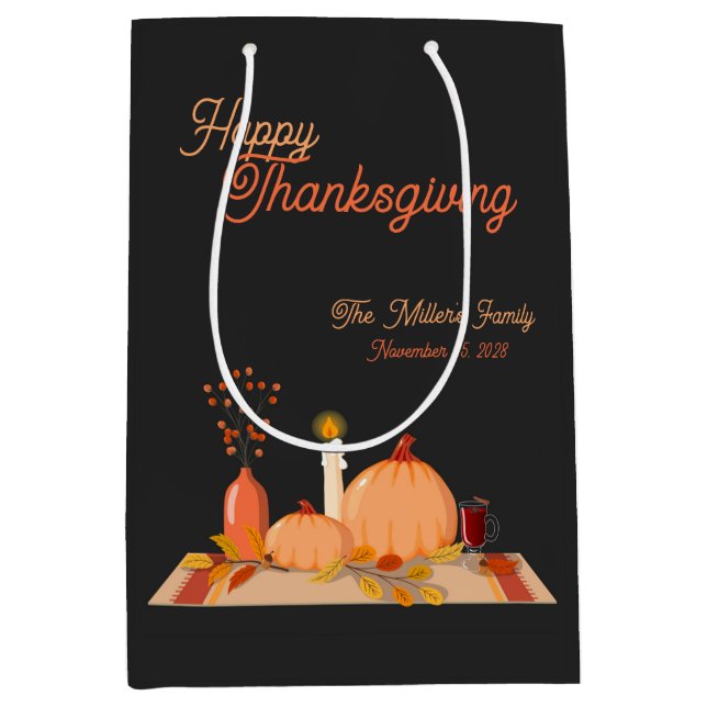 Custom Happy Thanksgiving  Medium Gift Bag (Front)