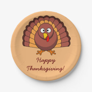 Custom Happy Thanksgiving Paper Plates Turkey