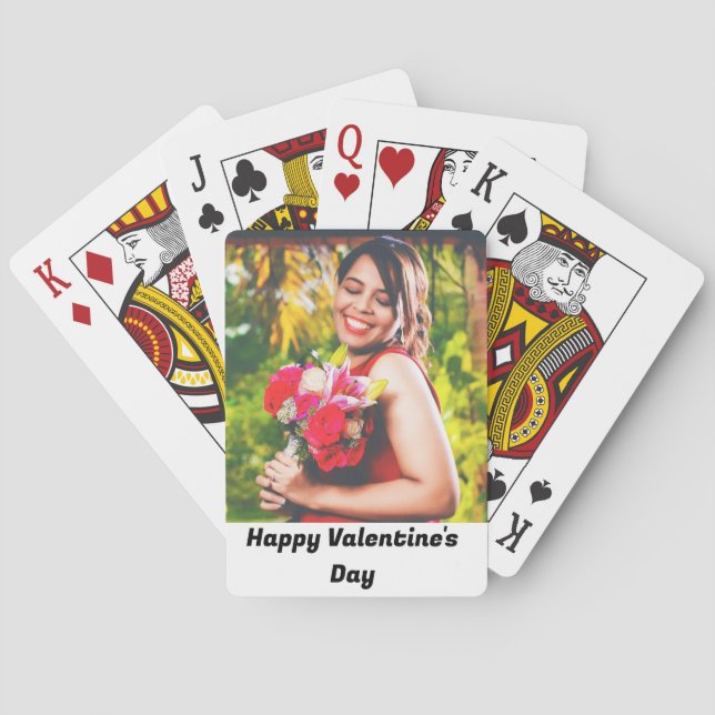 Custom Happy Valentine's Day photo Playing Cards (Back)
