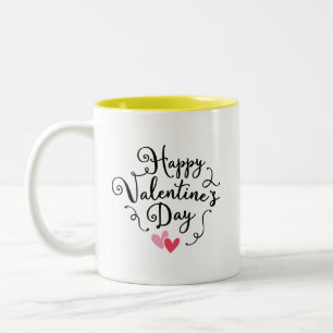 Custom Happy Valentine's Day Two-Tone Coffee Mug