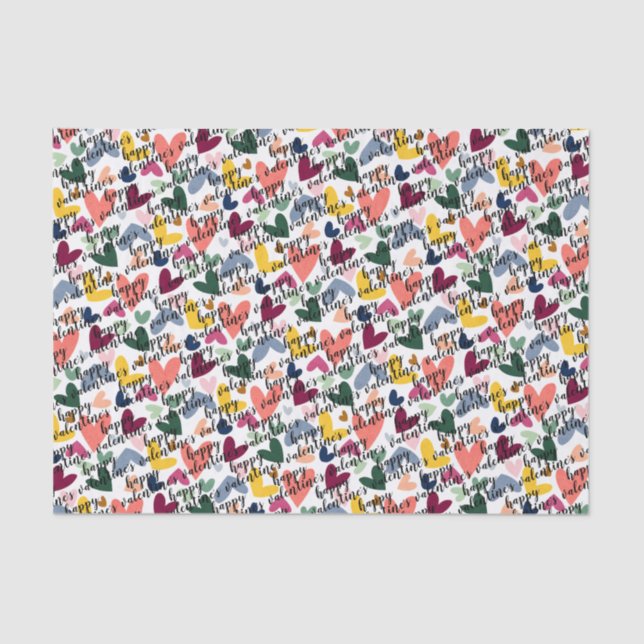 Custom Happy Valentines I Love You Heart Pattern Tissue Paper (Front)