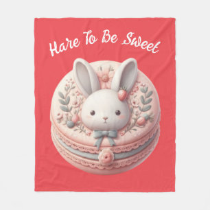 Custom Hare to Be Sweet Cute Bunny Macaron Design Fleece Blanket