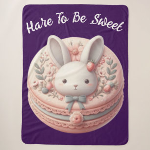 Custom Hare to Be Sweet Cute Bunny Macaron Design Sherpa Blanket