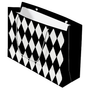 Custom Harlequin Black Diamond Large Gift Bag