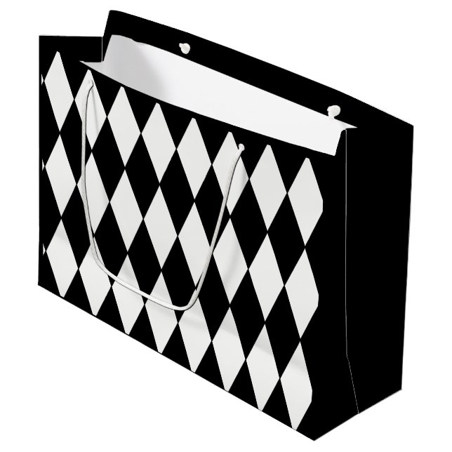 Custom Harlequin Black Diamond Large Gift Bag (Front Angled)