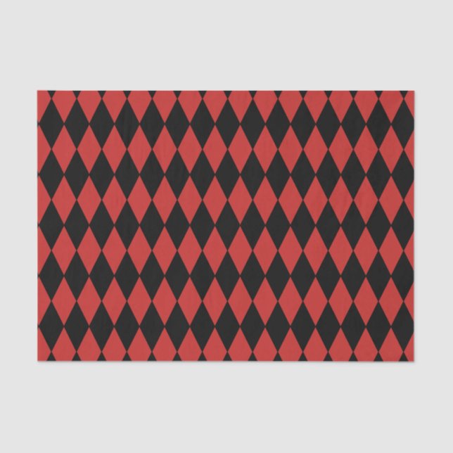 Custom Harlequin Red/Black Diamond Tissue Paper (Front)