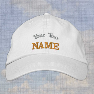 Custom hats, personalized text white embroidered b hat