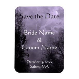 Custom Haunted Sky Purple Mist Save the Date Magnet