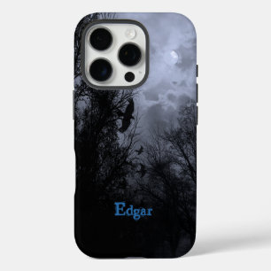 Custom Haunted Sky with Ravens Blue Mist iPhone 16 Pro Case