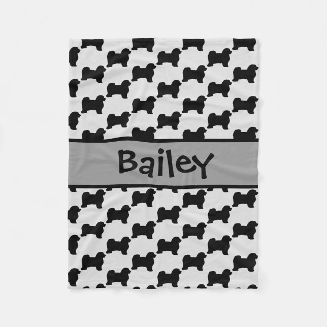 Custom Havanese Dog Silhouette Fleece Blanket (Front)