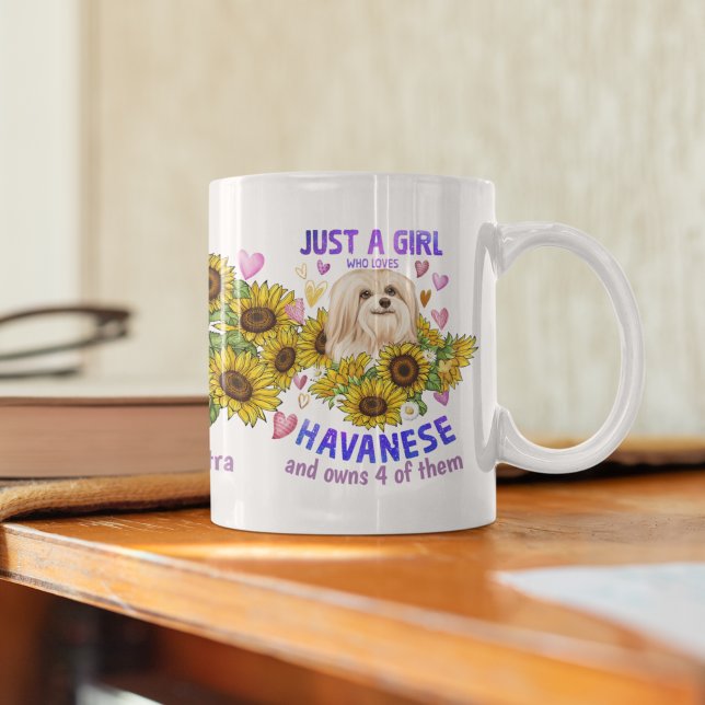 Custom Havanese Lover Sunflower Trainer Floral Coffee Mug (Creator Uploaded)