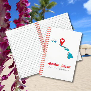 Custom Hawaii Map Notebook Heart Marker