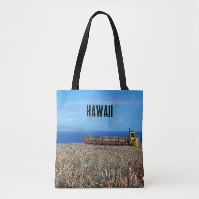 Custom Hawaii Pineapple Farm Ocean View Tote Bag (Front)