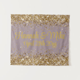 Custom Hazy Lilac & Gold Wedding Photo Booth Prop Tapestry