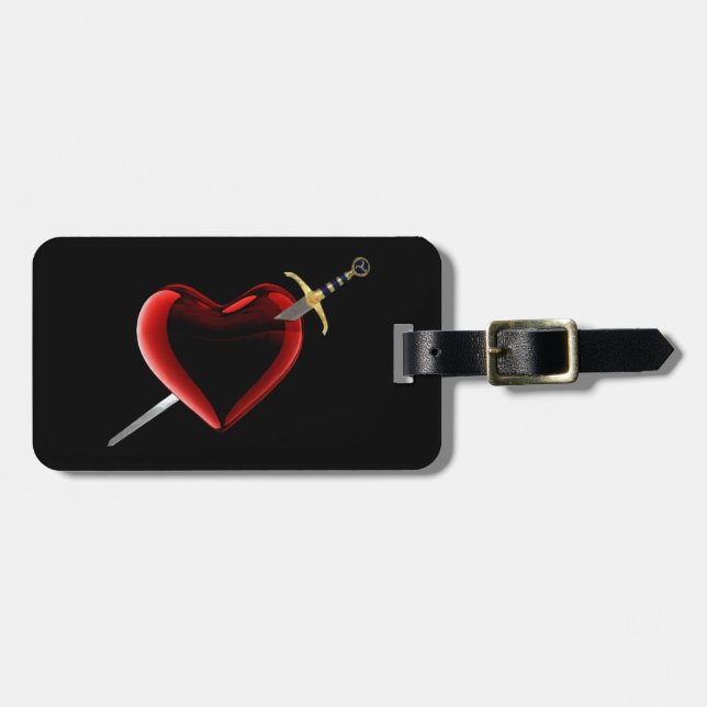 Custom Heart And Dagger Luggage Tag (Front Horizontal)