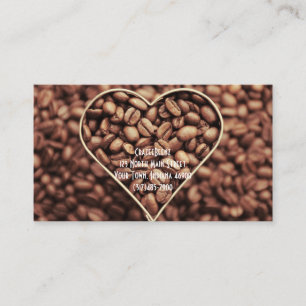 Custom Heart Beans Coffee Shop & Punch Business Card
