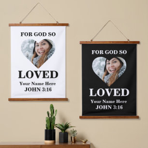Custom heart Bible Verse John Christian photo Hanging Tapestry
