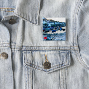 Custom Heart Coverack Harbour Dusk Cornwall Photo 2 Inch Square Button
