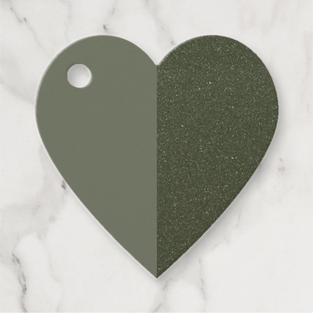 Custom Heart Favour Tag – Matte & Textured Green (Front)
