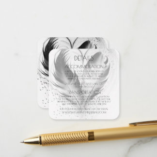 Custom Heart Feathers Details Enclosure Card