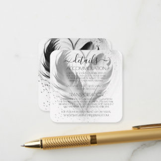 Custom Heart Feathers Details Enclosure Card