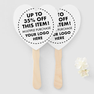 Custom Heart Hand Fans 35% OFF Bulk Buy Discount
