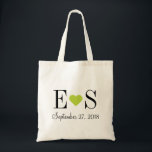 Custom Heart Monogram Wedding Favour Tote Bag<br><div class="desc">Cute girly bold modern heart monogram design with the bride and groom's personalized monogram initials and custom wedding date. Perfect for wedding favour tote bags, Valentine's Day, anniversary gift or any occasion! Click the "Customize It" button to add your own custom text and change fonts and colours for a personalized...</div>