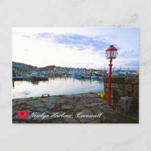 Custom Heart Newlyn Harbour at Dusk Cornwall Photo Holiday Postcard