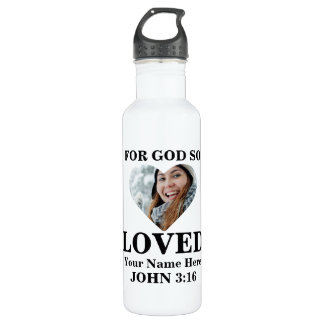 Custom heart photo Bible Verse Christian 710 Ml Water Bottle