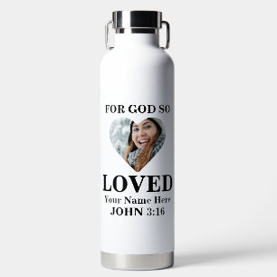 Custom heart photo Bible Verse Christian  Water Bottle