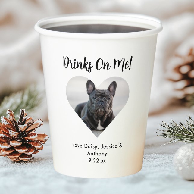 Custom Heart Photo Dog Wedding Paper Cups (Creator Uploaded)
